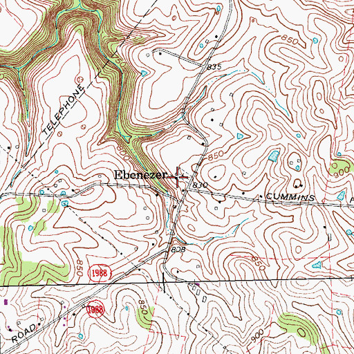 Topographic Map of Ebenezer Church of Christ (historical), KY