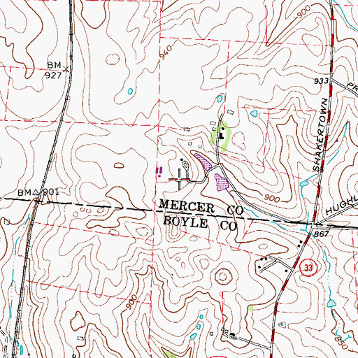 Topographic Map of Lynnwood (historical), KY
