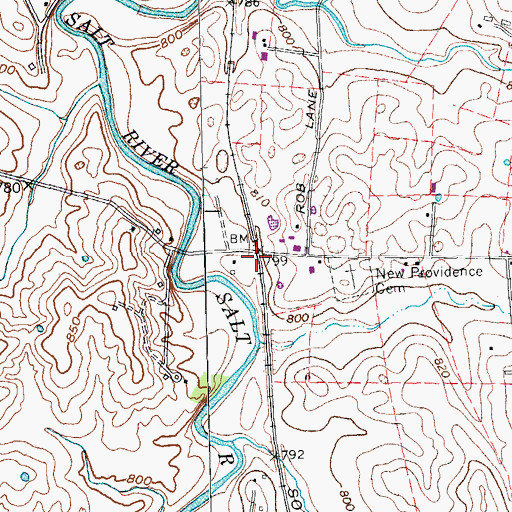 Topographic Map of McAfee Railroad Station (historical), KY