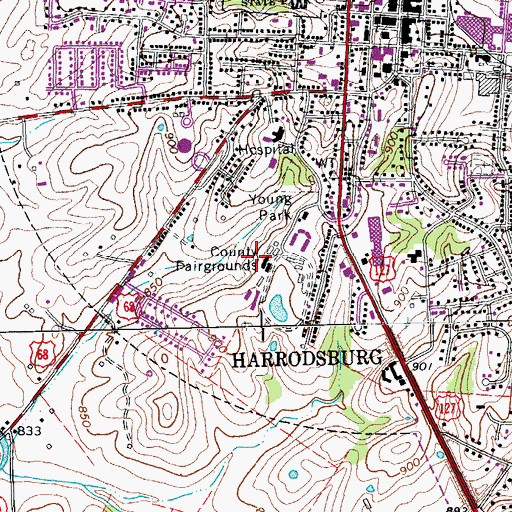 Topographic Map of Mercer County Fairgrounds, KY