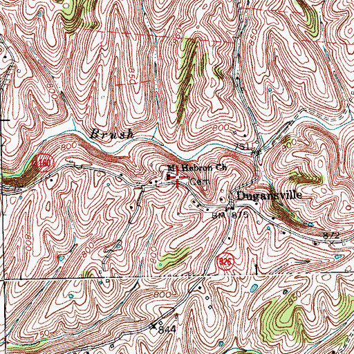 Topographic Map of Mount Hebron Cemetery, KY