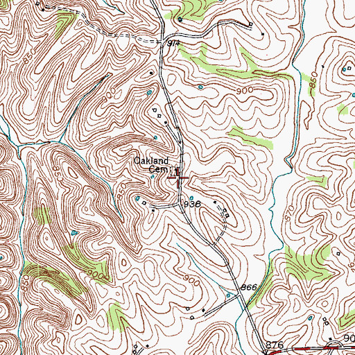 Topographic Map of Oakland (historical), KY
