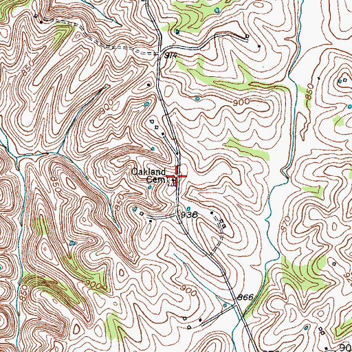 Topographic Map of Oakland Methodist Church (historical), KY