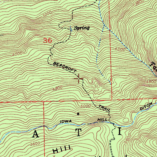 Topographic Map of Beacroft Trail, CA