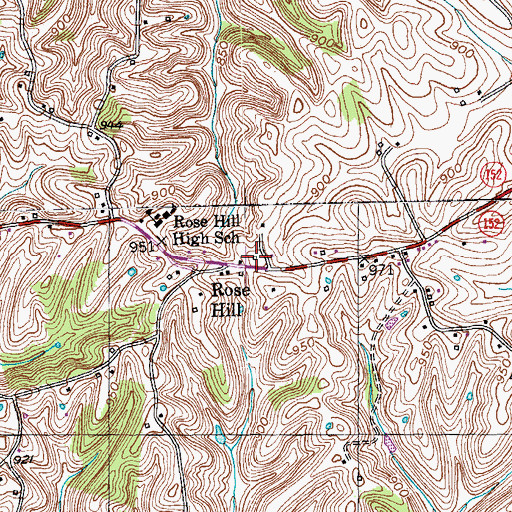 Topographic Map of Rose Hill Post Office (historical), KY