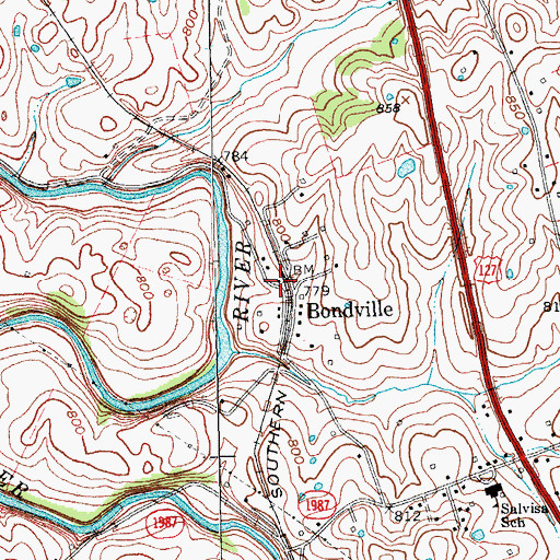 Topographic Map of Salvisa Railroad Station (historical), KY