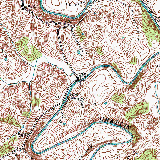 Topographic Map of Trace Branch, KY