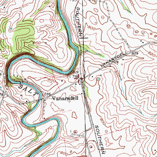Topographic Map of Vanarsdell Railroad Station (historical), KY