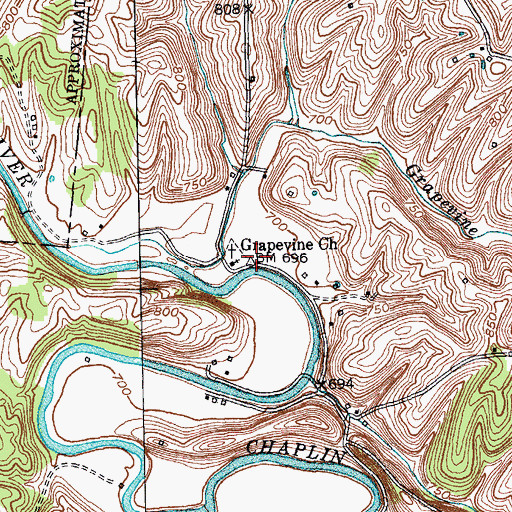 Topographic Map of Grapevine (historical), KY