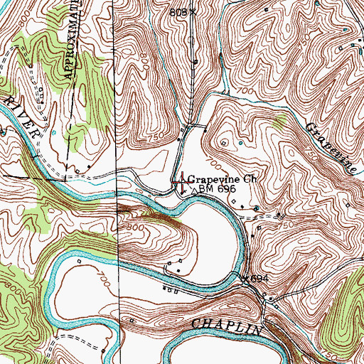 Topographic Map of Grapevine Cemetery, KY