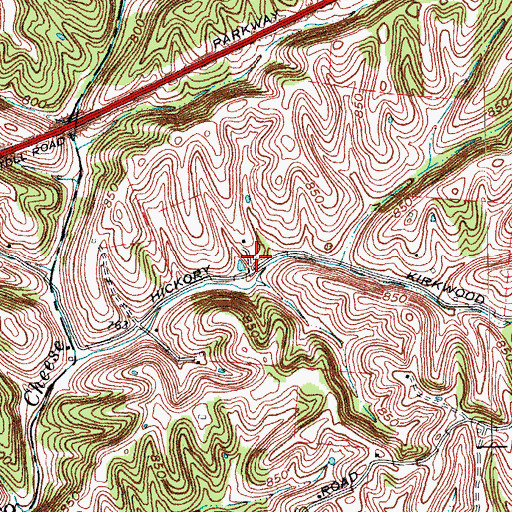 Topographic Map of Hickory Grove (historical), KY