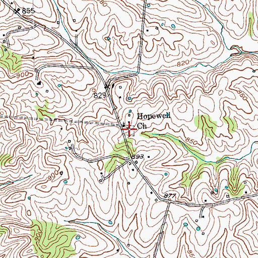 Topographic Map of Hopewell Church Cemetery, KY