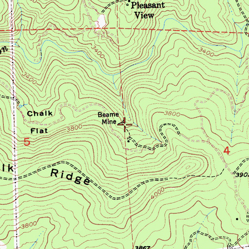 Topographic Map of Beame Mine, CA