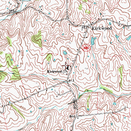 Topographic Map of Kirkwood Cemetery, KY