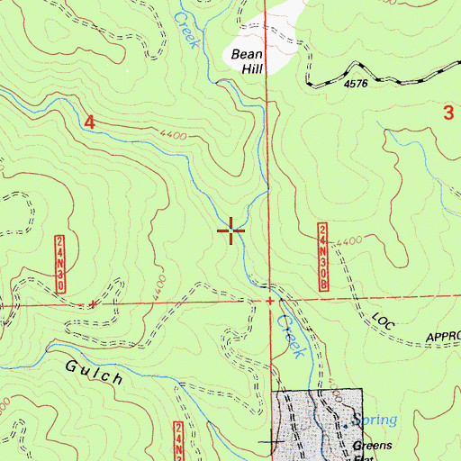 Topographic Map of Bean Creek, CA