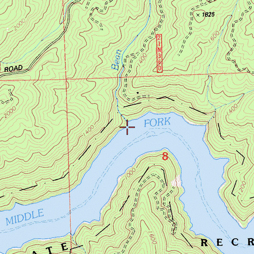 Topographic Map of Bean Creek, CA