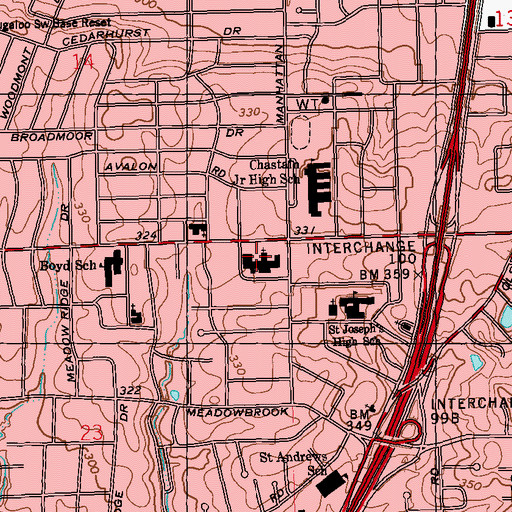 Topographic Map of Wesley Biblical Seminary, MS