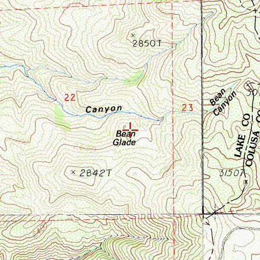 Topographic Map of Bean Glade, CA