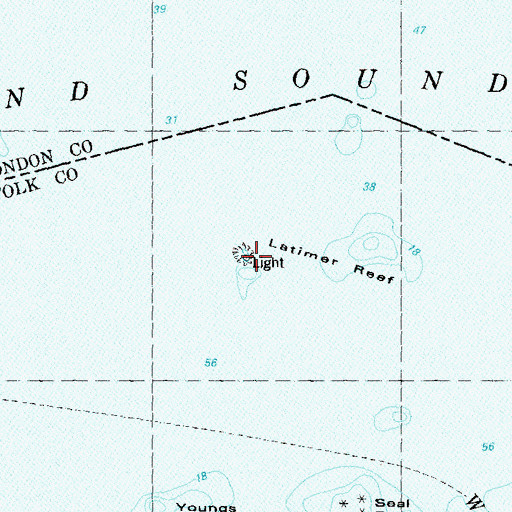 Topographic Map of Latimer Reef Light Station, NY
