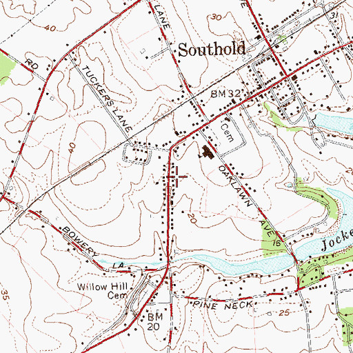Topographic Map of Southold Historic District, NY