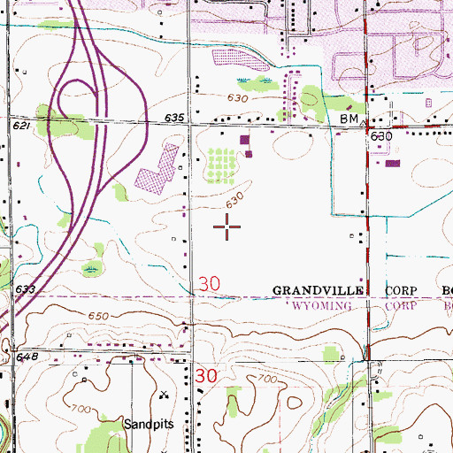 Topographic Map of Grandville High School, MI