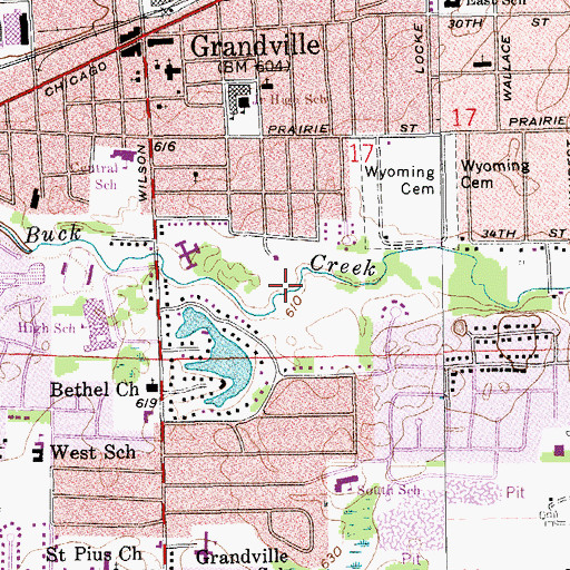 Topographic Map of Mill Race Park, MI