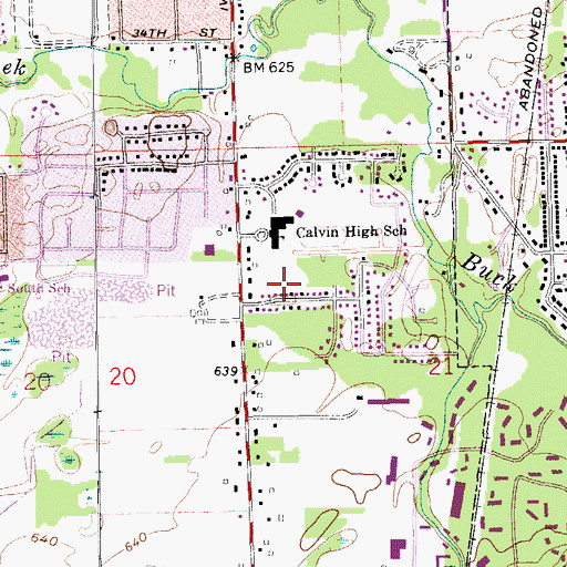 Topographic Map of Calvin Crest Park, MI