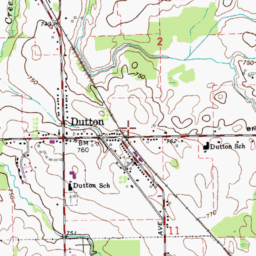 Topographic Map of Dutton Fire Department, MI