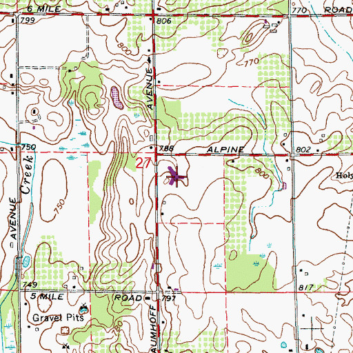 Topographic Map of Alpine Elementary School, MI