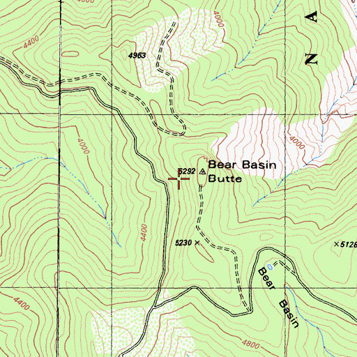 Topographic Map of Bear Basin Butte, CA