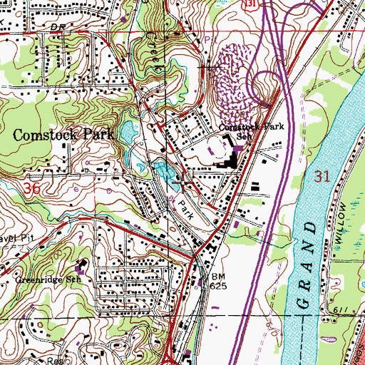 Topographic Map of Comstock Park Congregational Church, MI