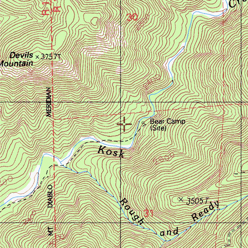 Topographic Map of Bear Camp, CA