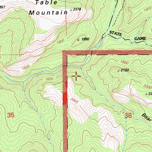 Topographic Map of Bear Canyon, CA