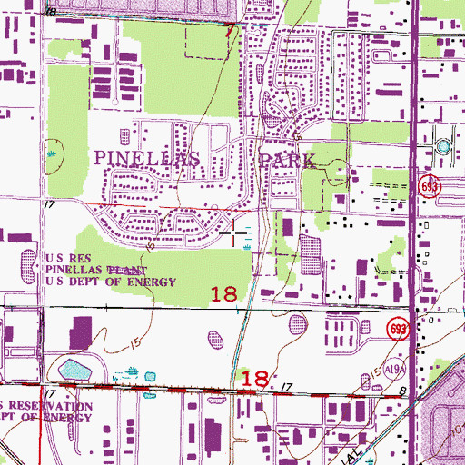 Topographic Map of Pinebrook Park, FL