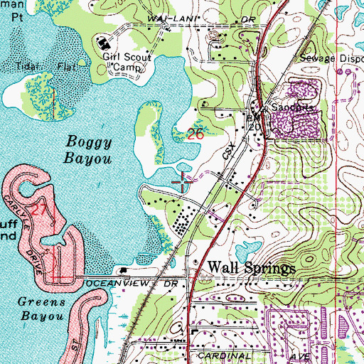 Topographic Map of Wall Springs Park, FL