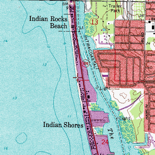 Topographic Map of Tiki Gardens-Indian Shores Beach Access, FL