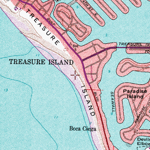 Topographic Map of Treasure Island Beach Access, FL