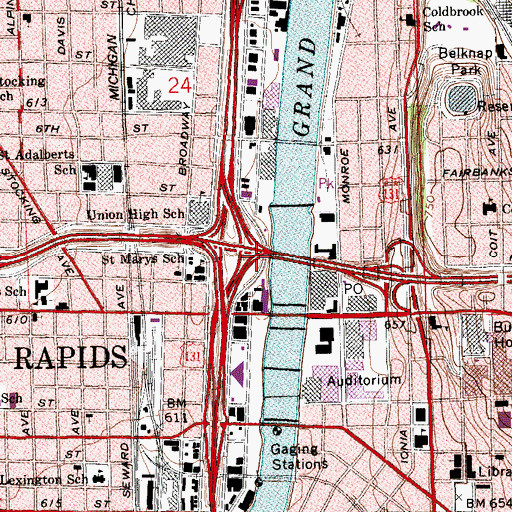 Topographic Map of Interchange 77B, MI