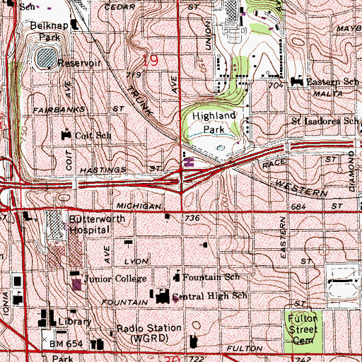 Topographic Map of Interchange 78, MI