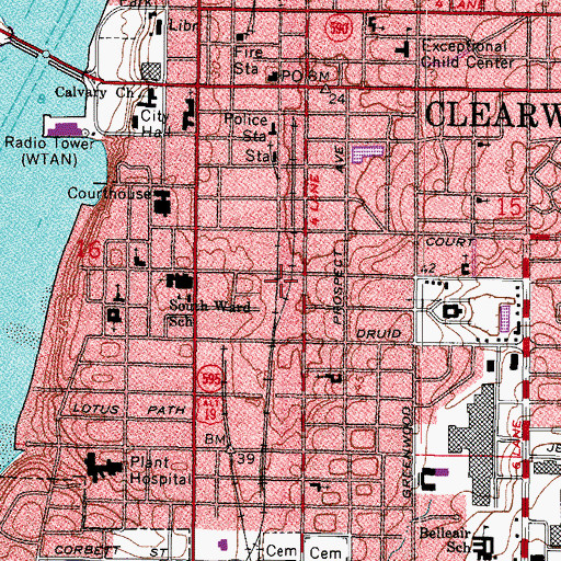 Topographic Map of The Pinellas Trail, FL
