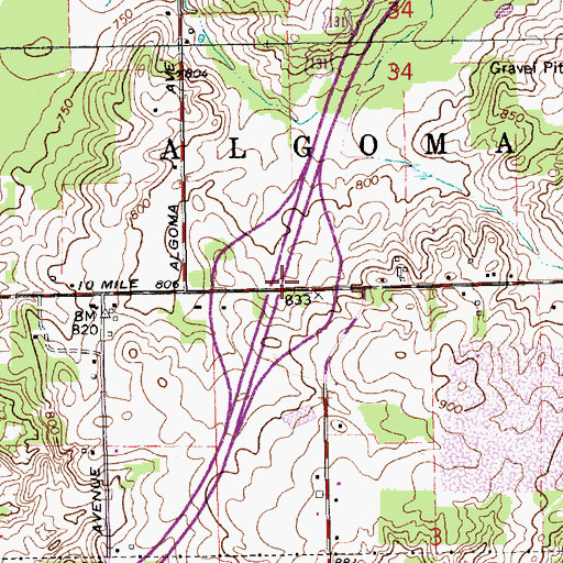 Topographic Map of Interchange 97, MI