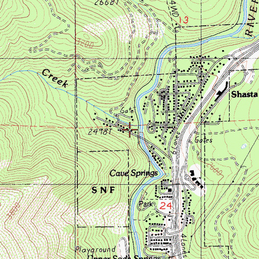 Topographic Map of Bear Creek, CA