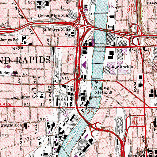Topographic Map of Interchange 85B, MI