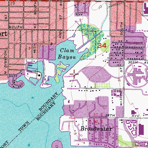 Topographic Map of Clam Bayou Nature Preserve, FL