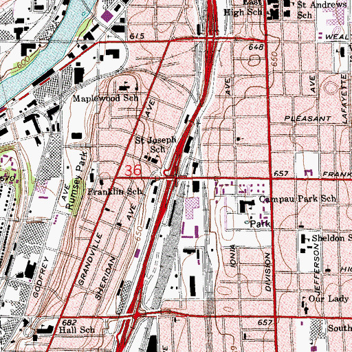 Topographic Map of Interchange 83B, MI