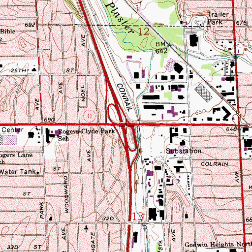 Topographic Map of Interchange 81, MI