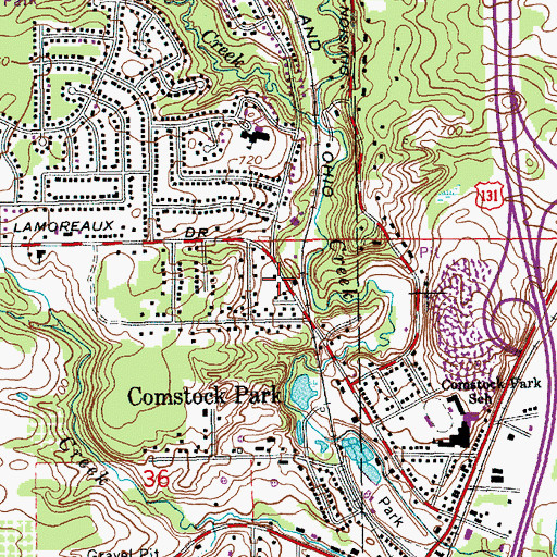 Topographic Map of Haslett Baptist Church, MI
