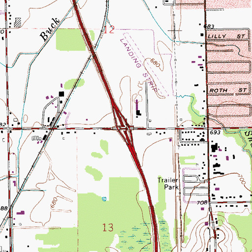 Topographic Map of Interchange 75, MI
