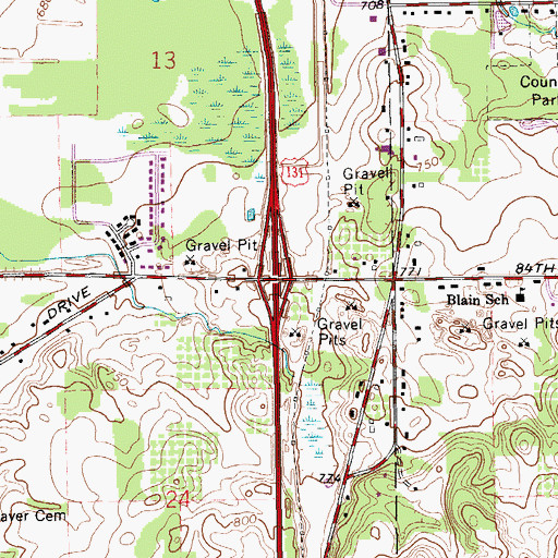 Topographic Map of Interchange 74, MI