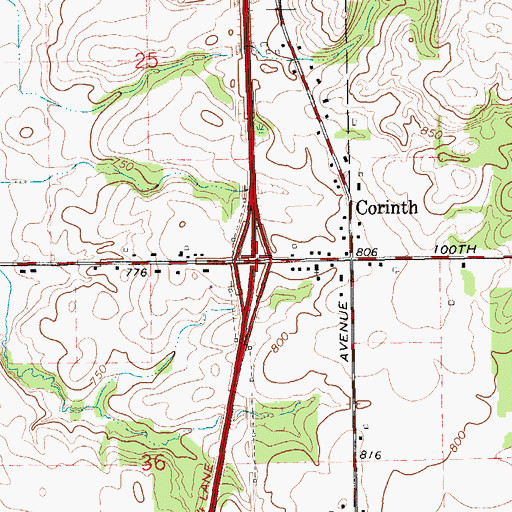 Topographic Map of Interchange 72, MI